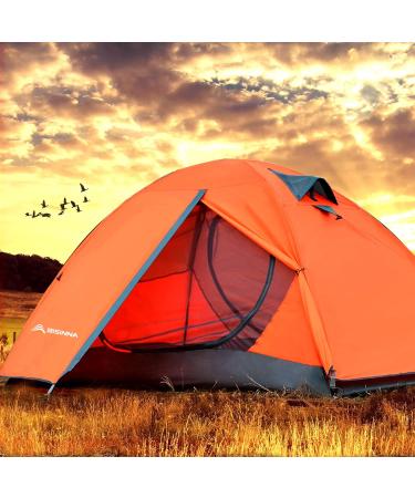 BISINNA 2 Person Camping Tent - Lightweight & Waterproof for Family Camping, Hiking, and Travel | Orange - Buy Online on GoSupps.com