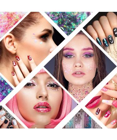 Mermaid Nail Sequins: Colorful Holographic Glitters for Nail, Face, Eyes, and Body Design (12) - Buy Online on GoSupps.com