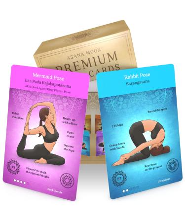 Premium Yoga Cards by Asana Moon  Deck with over 120 Yoga Poses  Yoga Sequencing Deck with Yoga Cues and Sanskrit Names for Beginners and Teachers  Unique Yoga Gift for Women or Any Yoga Lover
