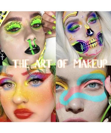 Colored Eye Liner Waterproof Fluorescent Eye Liner Face Glitter - 12 Colors UV Neon Liquid Eye Liner Set Festival Accessories Makeup Kit Pigmented Graphic Liners for Eye Makeup - Buy Online on GoSupps.com
