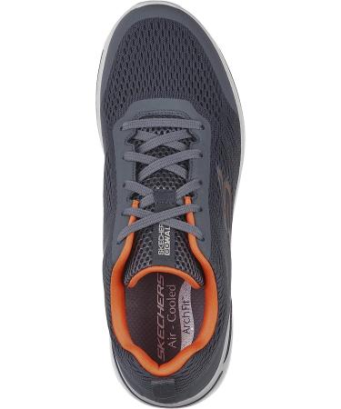 Skechers Men's GoWalk Arch Fit Athletic Walking Shoe 12 Charcoal/Orange - Buy Online on GoSupps.com