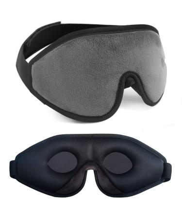 Eye Mask for Sleeping 3D Contoured Cup Sleeping Mask for Men Women Block Out Light Soft Comfort Night Mask Blindfold Eyeshade for Travel Yoga Shift Work Naps Grey