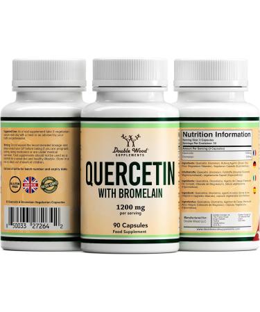 DW Quercetin Supplement | Quercetin & Bromelain 90 Capsules - 1000mg Quercetin & 200mg Bromelain per Serving | Non-GMO & Gluten Free | Manufactured in The UK 90 count (Pack of 1) - Buy Online on GoSupps.com