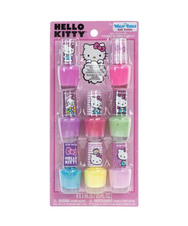 Townley Girl Hello Kitty 8 Pack Nail Polish Water-Based Non-Toxic Peel-Off Set Girls Kids Ages 3+ Perfect for Parties Sleepovers & Makeovers