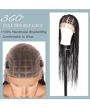 Fecihor Criss Cross Knotless Box Braided Wig 36 Full Double Lace Front with Baby Hair - Black Braids Hair Wig for Women - Buy Online on GoSupps.com