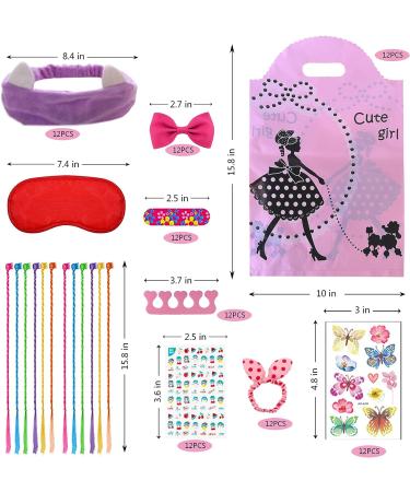 Girls Spa Party Favors: Gift Bags with Nail File, Toe Separator, Hair Accessories, Eye Mask & Nail Stickers - Perfect for Kids Birthday Party - Buy Online on GoSupps.com