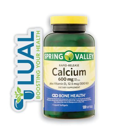 Spring Valley Rapid-Release Calcium 600 mg 120 SoftGels. Includes Luall Sticker - Buy Online on GoSupps.com