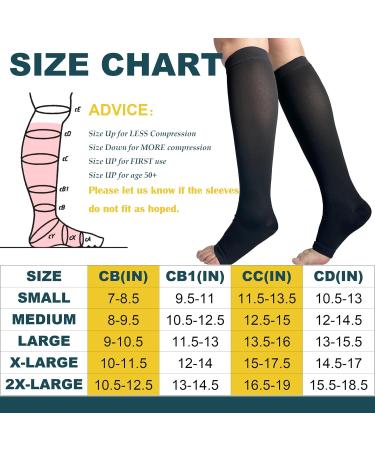 Compression Socks for Men & Women - 20-30mmHg Medical Grade Open Toe Knee High Stockings for Varicose Veins Edema & Leg Cramp Relief - XX-Large - Buy Online on GoSupps.com