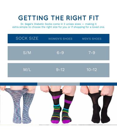 Dr. Segal's Non Binding Socks - 3pk M/L - Multi Stripe Cosmic Purple - Black - Purple - Medium/Large (3 Pair) - Buy Online on GoSupps.com