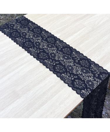 LaceRealm 7 Inch Wide Floral Stretchy Lace Elastic Trim Fabric - 5 Yard (Black) | Garment & DIY Craft Supply - Buy Online on GoSupps.com