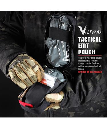 LIVANS Tactical MOLLE Medical Pouch - Rip-Away EMT First Aid Kit | IFAK Trauma Bag with Cross Patch, Black - Buy Online on GoSupps.com