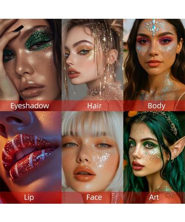 Glitter Body Gel 6 Colour Makeup Stick Hair Glitter For Concerts Parties Clubbing Halloween Carnival Christmas and Fairy Themes - Buy Online on GoSupps.com