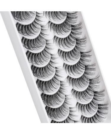 Clear Band Russian Volume Fluffy Strip Lashes 10 Pairs Naturally Wispy D Curly False Eyelashes | Htal05 - International Shipping - Buy Online on GoSupps.com