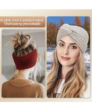 PROPOG Head Bands Adult Women Ear Muffs Women Girl Knitted Winter Headbands for Women's Hair Crochet Head Warmers Comfy Soft Ear Warmer Headband Cable Knit Head Band Warm Winter Gifts Red Beige Gray Black - Buy Online on GoSupps.com