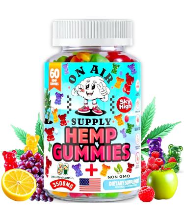 Hemp Gummies - Extra Potency - 3,500 MG for Pain & Stress Relief. Flavorful Mix Natural Hemp Oil Gummies+ Extract for Sleep, Anxiety, Calm & Joint Support - Gluten-Free Bites - Made in USA