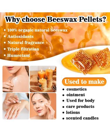 Yellow Organic Beeswax Pellets 453g - 100% Pure Bulk Bees Wax Pastilles for DIY Candles, Skin Care, Lip Balm - Food Grade, 1lb - Buy Online on GoSupps.com