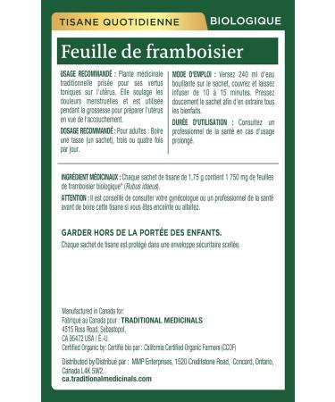 Traditional Medicinals - Organic Raspberry Leaf Herbal Women's Tea (Pack of 6) - Sustainably Sourced Fair Wild Red Raspberry Leaf - 96 Tea Bags Total 49.67 g (Pack of 6) Raspberry Leaf Herbal Tea - Buy Online on GoSupps.com