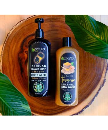 Body Wash with Turmeric & Raw Sugar - Exfoliating Vegan Cleanser 32 Fl Oz - Sulfate Free Cruelty Free for All Skin Types - Buy Online on GoSupps.com