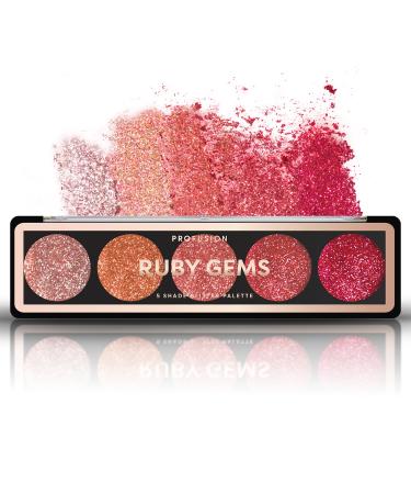 Profusion Cosmetics Profusion Cosmetics Ruby Gems 5 Shades Glitter Eyeshadow Palette