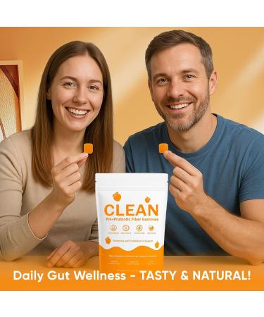 pucges Clean Prebiotic Fiber Gummies for Men Peach Flavor Pre+Probiotic Fiber Gummies Sugar-Free Gut Health Support Improve Digestion Men's Digestive Cleaning Support Gummy 60 Count (1) - Buy Online on GoSupps.com