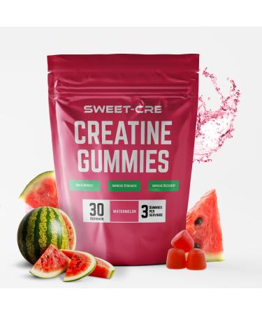 Sweet Cre Creatine Monohydrate Gummies 90 Count 4500mg Creatine Supplement Energy Chews Delicious Watermelon Flavor No Added Sugars Artificial Flavors Ideal for Gym Pre Workout Gummies