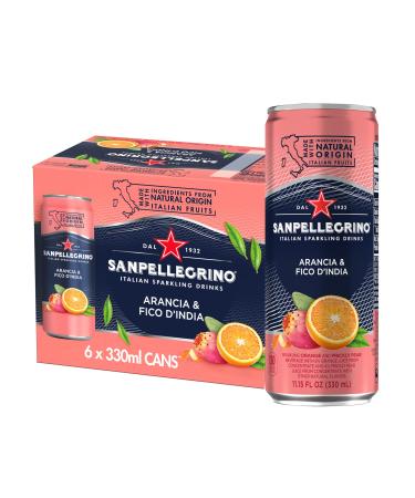 Sanpellegrino Italian Sparkling Drink Arancia and Fico D'India, Sparkling Orange and Prickly Pear Beverage, 6 Pack of 11.5 Fl Oz Cans