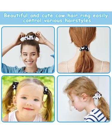 10 Piece Cow Print Scrunchies - Elastic Hair Ropes for Women & Girls - White & Black - Hair Accessories & Party Decor - Buy Online on GoSupps.com