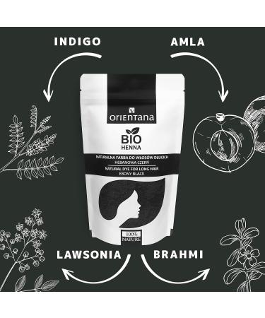 Orientana Bio Henna Hair Color | 100% Vegan Organic Ebony Black | Long-Lasting Plant-Based Color - 100g Pack - Buy Online on GoSupps.com
