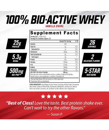 iSatori Bio-Active Whey Protein Powder - Vanilla Swirl (30 Servings) & iSatori Classic Blender Bottle (Clear Bottle with Red Top) - Buy Online on GoSupps.com