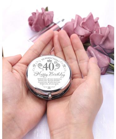 40th Birthday Gifts for Women - Compact Mirror and Makeup Bag Set | Silver Bday Gifts - Buy Online on GoSupps.com
