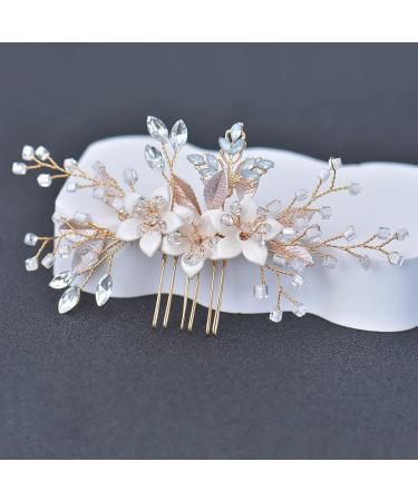 Gold Hair Accessories for Brides  Wedding Hair Comb Clip Bridal Crystal Hair Accessories for Brides  Bridesmaid Prom  Party  Bridal Hair Piece (Comb)