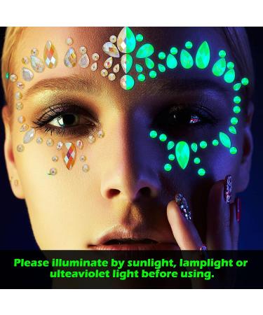Glow in the Dark Face Jewels and Chunky Glitter Set for Halloween Makeup - 14 Sheets - Buy Online on GoSupps.com