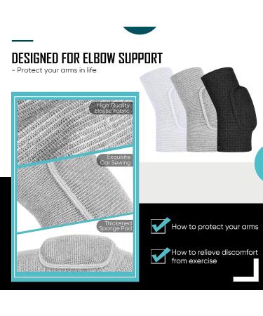 3 Pairs Elbow Pads Elbow Protector Volleyball Sponge Support Breathable Compression Elbow Braces for Women Men Youth Teen Girls Boys Basketball Tennis Football Skating  Black  White  Gray - Buy Online on GoSupps.com