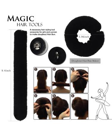 Beauty.H.C Hair Styling Set - 13 Piece Black Braiding Tools for Hair Bun, Ponytail, and Styling - Includes Hair Ties, Pins, and Rollers - Buy Online on GoSupps.com