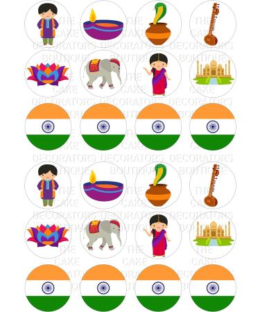 24 edible PRE CUT India style kids childrens party decorations Wafer Paper Cupcake Fairy Cake Toppers - Buy Online on GoSupps.com