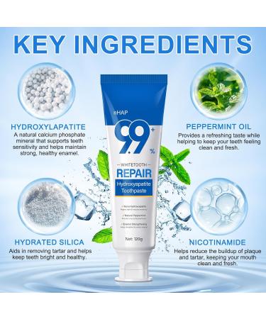 Hydroxyapatite Toothpaste 9.9% (2PCS) Nano Hydroxyapatite Toothpaste for Enamel Protection and Tooth Strengthening Gentle Mint Fresh Breath Daily Use for Oral Health - Buy Online on GoSupps.com