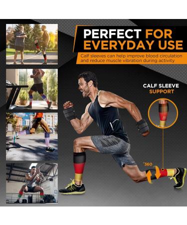 Doc Miller Calf Compression leg Sleeve For Men & Women | Best for Shin Splint Support and Running | 15-20mmHg (X-Large 1 Pair BlackRedYellow) BlackRedYellow XL - Buy Online on GoSupps.com