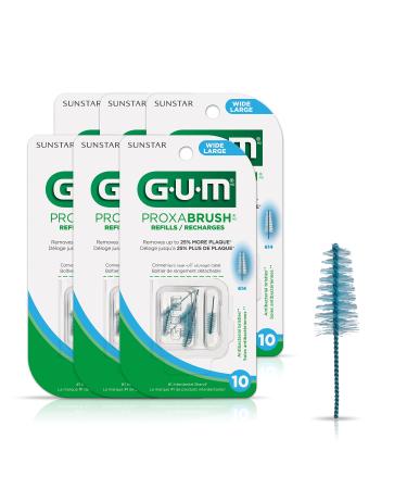 GUM Refill (tapered) Wide with antibacterial bristles 6 packsX10ct (60ct) 614EZ Wide 10 count (Pack of 6)
