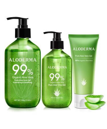 Aloderma Aloe Vera Gel Set 3 Pieces - 500g Aloe Vera Gel 300g Aloe Vera Gel 114g Aloe Vera Gel