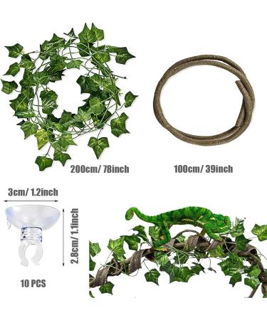 Allazon 15-Piece Lizard Habitat Decor Set - Hammock Climbing Plants & Water Bowl for Reptiles (Chameleons Lizards Geckos Snakes Iguanas) - Eco-Friendly Hemp Rope Accessories - Buy Online on GoSupps.com