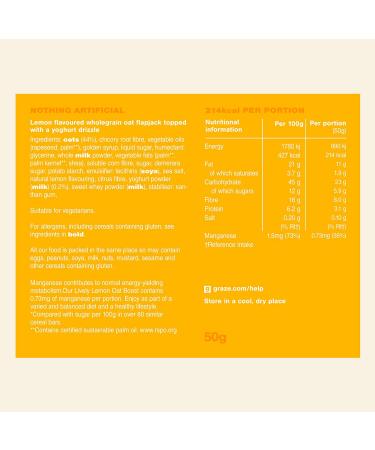 Graze - Lively Lemon Oat Snack Bars Whole Grain Oats 50g - Buy Online on GoSupps.com