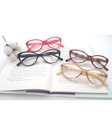 Women's Cat Eye Reading Glasses 1.25 - 4 Pack Stylish Cateye Readers with Comfortable Spring Hinge - Lightweight and Flexible - 4 Mix Color Set - Women's Cheaters - Buy Online on GoSupps.com