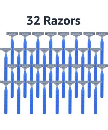 Amazon Basics Twin Blade Disposable Razors - 32 Count with Rubber Grip - Buy Online on GoSupps.com