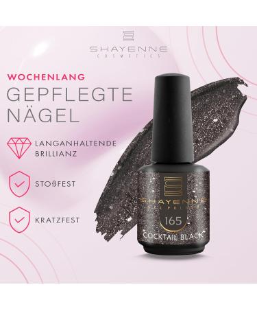 SHAYENNE Made in Germany Shellac Gel Nail Polish 15 ml for UV LED Lamp 165 Cocktail Black Glitter Gel Nail Polish for UV Nail Lamp LED Nail Polish Gel Polish Nail Gel - Buy Online on GoSupps.com