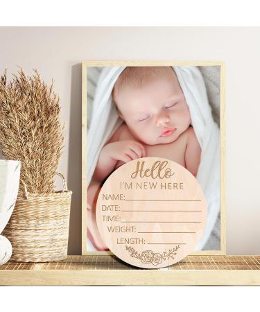 Ouligay Milestone Cards for Babies | Wooden Birth Announcement & Hello World Signs - Perfect for Hospital Photo Props - Buy Online on GoSupps.com