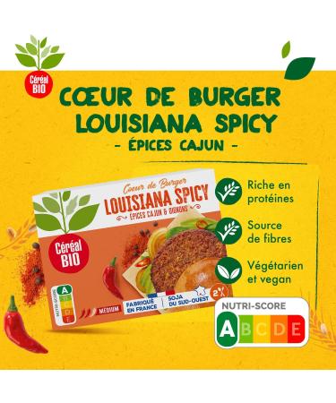 Louisiana Spicy Burger Heart Organic Cereal High in Protein and Source of Fiber Vegan 160g 221727 - Buy Online on GoSupps.com