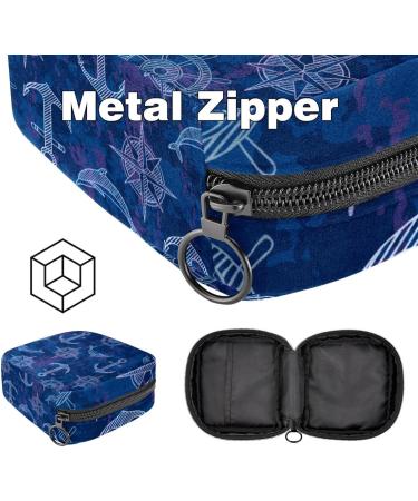 Shop Navy Blue Anchor Pattern Storage Bags for Women | Portable Menstrual Pad & Tampon Holders | Perfect for School & Office - Buy Online on GoSupps.com