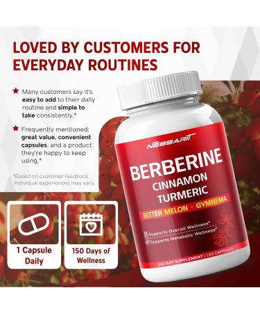 Berberine Cinnamon Turmeric Bitter Melon & Gymnema Support Heart & Metabolic Health 180 Capsules 180 Count (pack of 1) - Buy Online on GoSupps.com