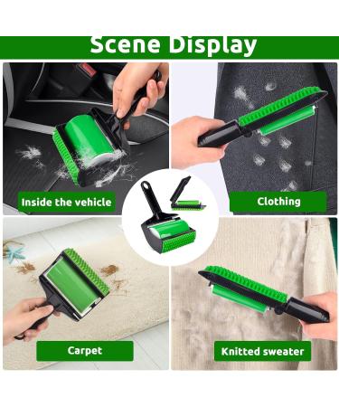 Vibbang 2Piece Set Reusable Sticky Lint Roller - Pet Hair Remover for Clothes, Carseats, Carpet & Furniture - Washable Silicone Stick It Roller - Green - Buy Online on GoSupps.com