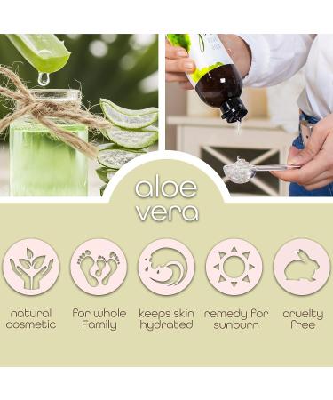 Organic Aloe Vera Gel 12 oz - Face Moisturizer, Sunburn Relief, Hair Care - Pure Aloe Vera from Aloe Vera Plant - Buy Online on GoSupps.com